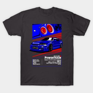 Nissan Skyline GT R 34 Blue with rear light T-Shirt